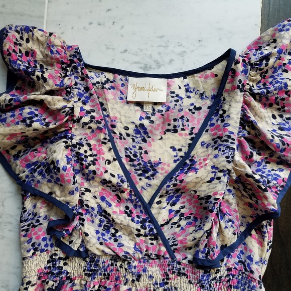 Yumi Kim Silk Mini Dress XS Flutter Sleeve 0 2 - Picture 8 of 13